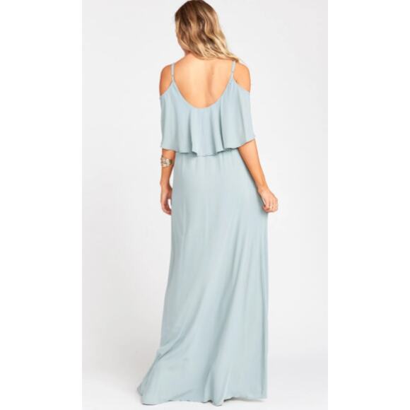 Show Me Your Mumu Silver Sage Caitlin Ruffle Maxi Dress Women's Size Small NWOT - Picture 2 of 11